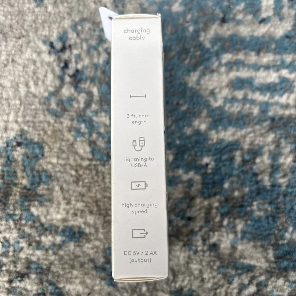 heyday Lightning to USB-A‎ Round Cable MFi certified 3FT WHITE